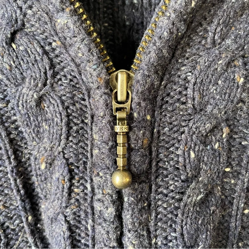Croft & Barrow Womens XL Blue Silk Blend Full Zip Cable Knit Cardigan Sweater